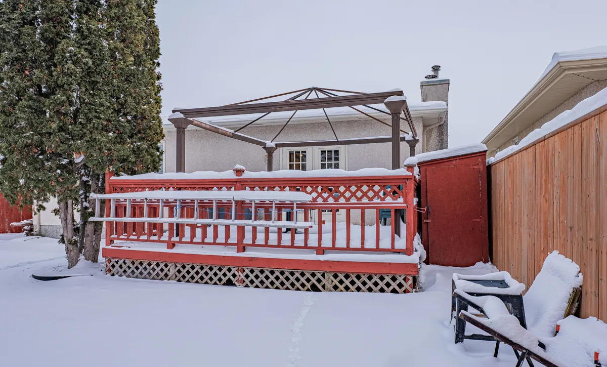 Before: the back of the house with the old deck and fence