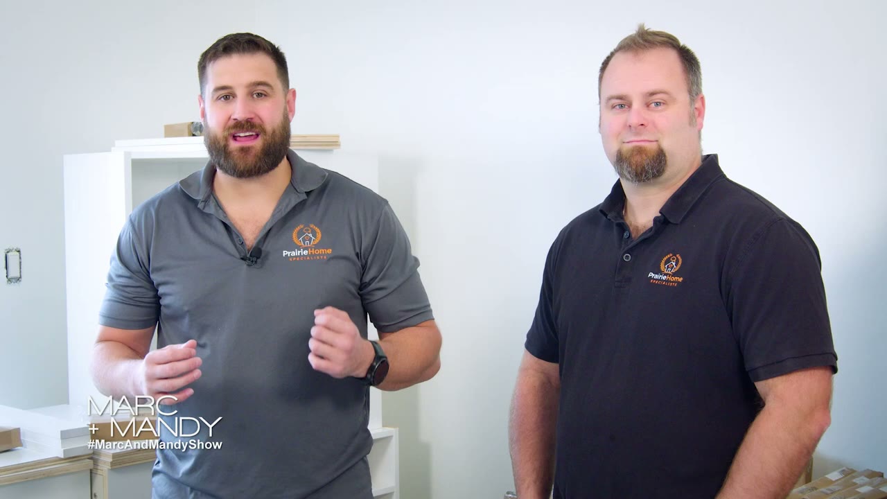 Two of the PHS crew on the Marc & Mandy Show, in Prairie Home Specialists shirts